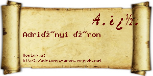 Adriányi Áron névjegykártya